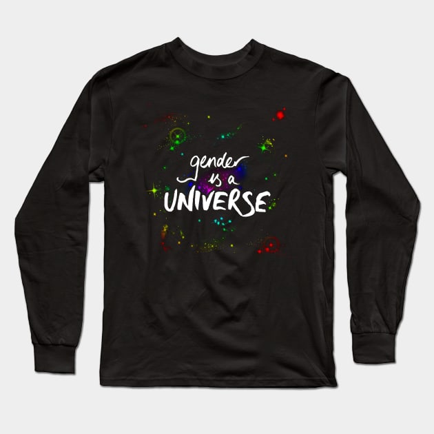 Gender Is A Universe (Rainbow) Long Sleeve T-Shirt by ellenfromnowon